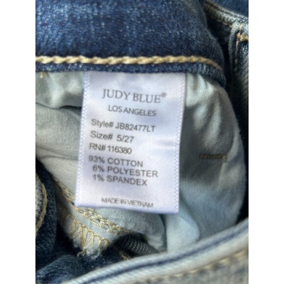 Judy Blue Wide‎ Leg Cropped Jeans 5/27 Light Wash Button Fly Cotton Blend - Picture 3 of 8
